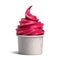 Raspberry Or Strawberry Ice Cream in White Bowl. Frozen Yogurt in Blank Paper Cup on White Background. 3d rendering
