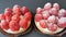 Raspberry tarts. Black background