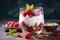 Raspberry Yogurt Granola Parfait with Sliced Nuts Berrylicious Delight, Generative Ai