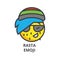 Rasta emoji vector line icon, sign, illustration on background, editable strokes