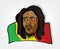 Rasta man. Illustration of a rastafarian man on a jamaican flag
