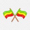 Rastafarian crossed flags icon, cartoon style