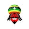 Rastaman devil. Rasta cap and dreadlocks. Satan for Rastafarians