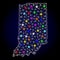 Raster 2D Mesh Map of Indiana State with Glowing Spots for Christmas