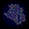 Raster 2D Mesh Map of Krasnodarskiy Kray with Glowing Spots for New Year