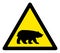 Raster Bear Warning Triangle Sign Icon