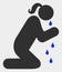 Raster Crying Praying Woman Icon on White Background