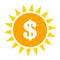Raster Dollar Shine Flat Icon Illustration