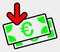 Raster Euro Banknotes Income Icon on White Background