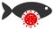 Raster Flat Coronavirus Sick Fish Icon