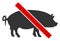 Raster Flat Forbidden Pork Icon