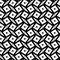 Raster geometric ornament. Black and white pattern with star shapes, squares, diamonds, grid, floral silhouettes. Simpl