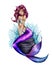 Raster Illustration - Mermaid - Cartoon Character