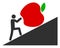 Raster Man Rolling Apple Up Icon Illustration