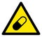 Raster Medical Pill Warning Triangle Sign Icon