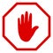 Raster Octagon Danger Hand Icon Illustration