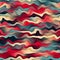 Raster Seamless Blue Red Tan Color Gradient Wavy Horizontal Stripes Artistic Pattern Abstract Background