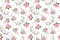 Raster seamless floral pattern with pink hibiscus flowers, white background, female textile pattern in pastel backgrounds, for