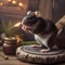 A rat as a wizard, casting spells with a miniature staff5