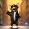 Rat In Biker Jacket And Sunglasses Stands Upright In Disney Pixar Cartoon