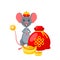 Rat with Golden Ingot and. Year of Rat. Chinese Zodiac Symbol