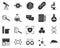 Rat, laboratory. Bioengineering glyph icons set. Biotechnology for health, researching, materials creating. Molecular biology,