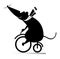 Rat or mouse riding bicycle. Cartoon rat or mouse rides on the bike illustration