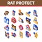 Rat Protect Isometric Elements Icons Set Vector