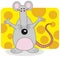 Rat standing with cheese