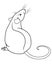 Rat is the symbol of the Chinese horoscope. Rat sits rear view. Mouse - rodent pet vector coloring picture.