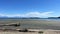 Rathtrevor Beach, Parksville calm Pacific Ocean in Vancouver Island the water went into the sea broken huge trees dried