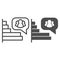 Rating chart line and solid icon. Audience satisfaction popup and revenue graph symbol, outline style pictogram on white