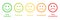 Rating emoji set in colors outline. Satisfied, neutral, unsatisfied emoji icons.