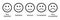Rating emojis set in black with outline. satisfied, neutral, unsatisfied