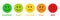 Rating emojis set in different colors. Excellent, good, average, poor, bad emoji icons feedback emojis icons in various colors.