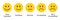 Rating emojis set in yellow color. Satisfied, neutral, unsatisfied emoji