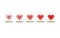 Rating hearts for customer satisfaction with funny different emotions