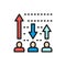 Rating of political candidates, social poll of voter flat color line icon.