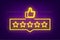 Rating stars neon sign. User reviews, rating, classification concept. Enjoying the app.