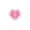 Rational love, brain heart. Pixel art line icon vector icon illustration