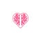 Rational love, brain heart. Vector logo icon template