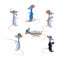 Rats collection set. Rat cooker, skier, mechanic, fisherman, rat on vacation, businessman on a white background.