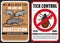 Rats and tick with warning sign. Pest control