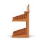 Rattan Bakery Slatted Shelf Fixture on white. 3D illustration