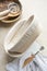 Rattan banneton, proofing basket for sourdough bread. Baking utensile. Basic set of baking bread at home