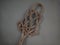 rattan carpet beater isolated on a gray wall background with little shadows