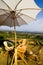 Rattan relax chair set with umbrella