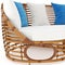 Rattan sofa with pillows zoomed view. 3D graphic
