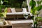 Rattan sofa on porch