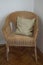 Rattan straw stool chair with pillow cozy